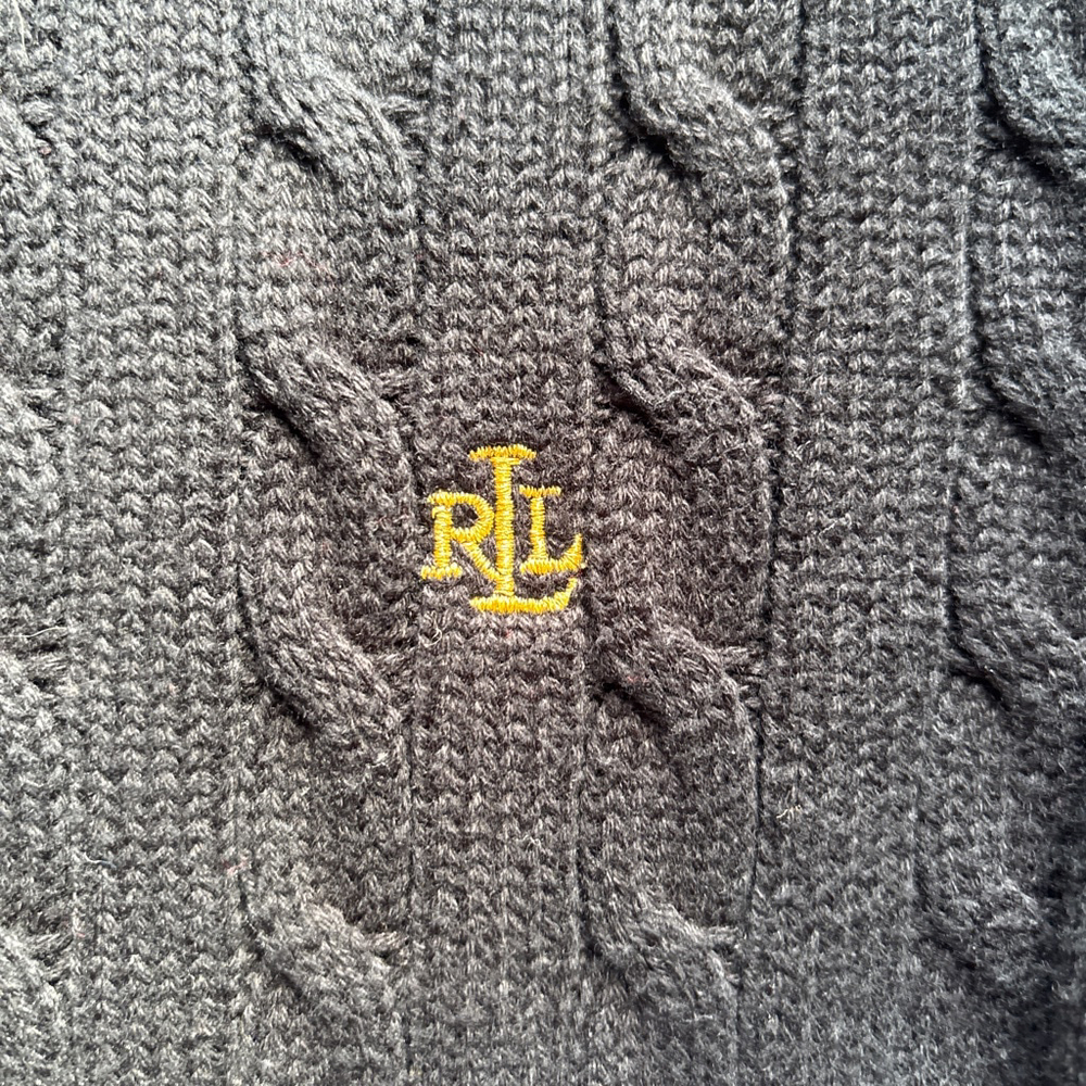 Ralph Lauren Black Cable Knit Sweater - SIze M - Picture 3 of 5